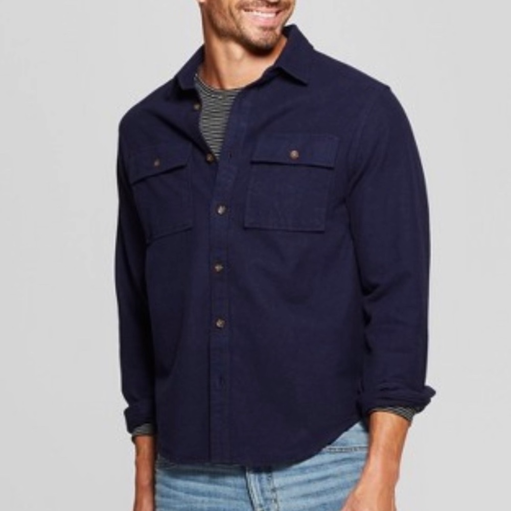 NWT Nautica Blue Slim Fit Button Down Shirt Size M